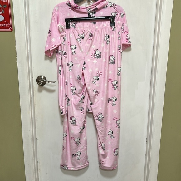 NWT MUNKI MUNKI PINK SNOOPY CHRISTMAS PAJAMAS CANDY CANES & PEPPERMINTS - Picture 5 of 9